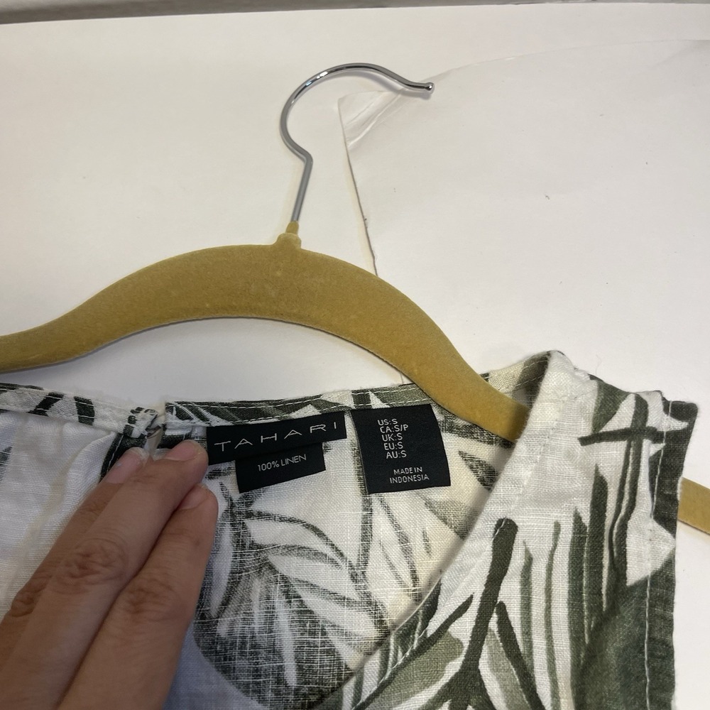 Tahari Linen Floral Shift Sleeveless Small Dress Preppy Coastal Beachy Pockets - Picture 10 of 10